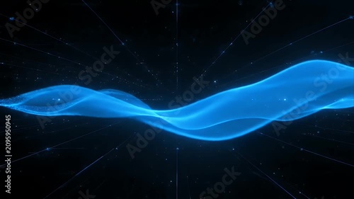 Glowing Blue Waveform on Dark Background.