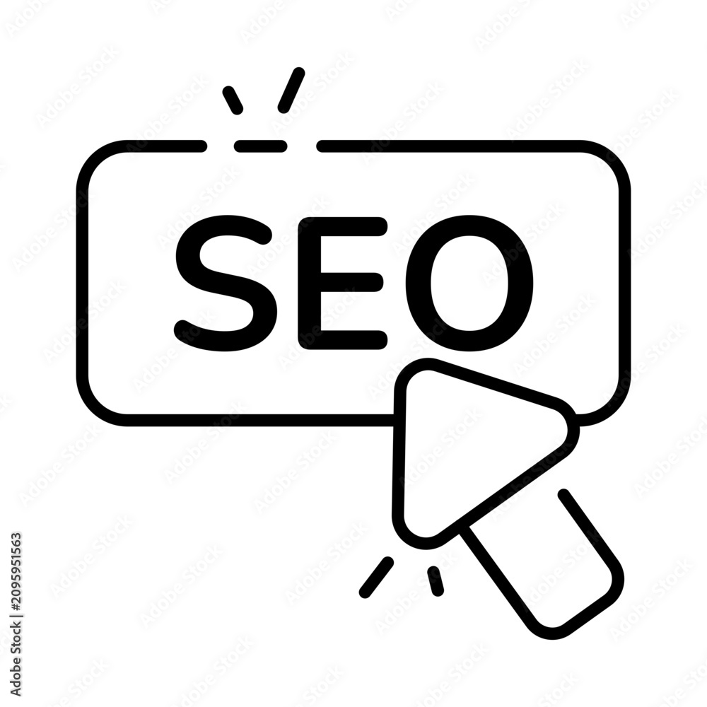Fototapeta premium Conceptual linear design icon of search engine optimization 