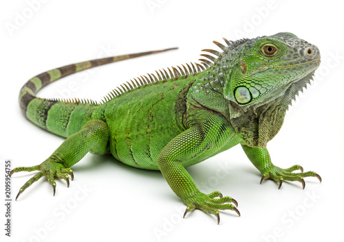 Fotografie green iguana on white background