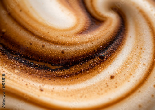 Photography Coffee foam swirl texture close up