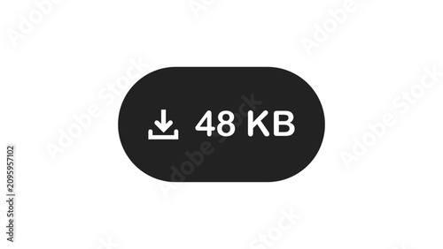 Download button icon with file size 48 KB isolated on white background.