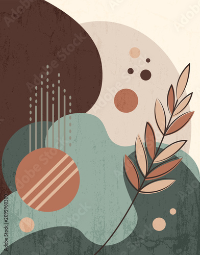 Minimalist boho abstract botanical poster