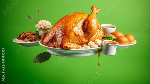 Thanksgiving Roast Turkey Meal Dinner Holiday Feast Food Traditional