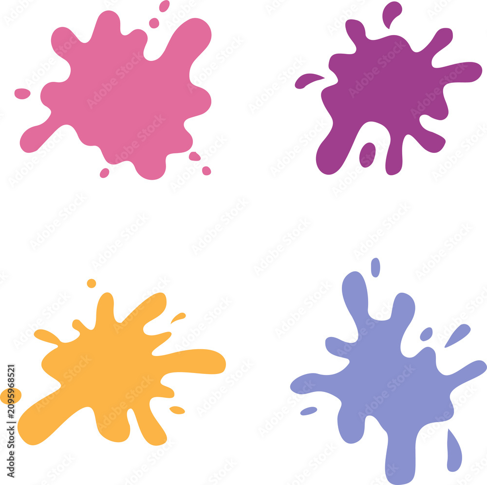 Fototapeta premium Icon set of ink splashes, collection of color spots