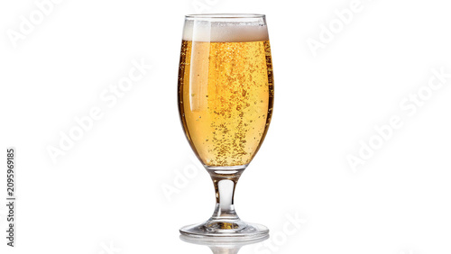 Cuadro en lienzo Glass cup filled with beer or lager isolated on transparent background for bar