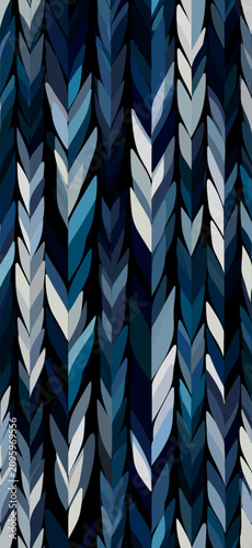 Abstract blue wavy pattern creating modern seamless background. Abstract wavy shapes in varying blue tones forming a continuous organic pattern