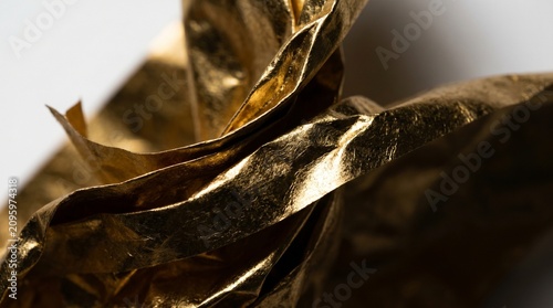 Gold Foil Close-Up, Studio Environment, Abstract Photography, Textured Beauty