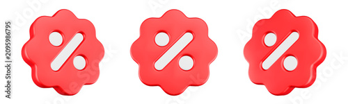 percent icon 3d render circle button