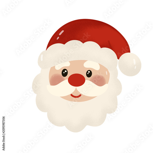 Cute Santa Claus head portrait illustration isolated on transparent background