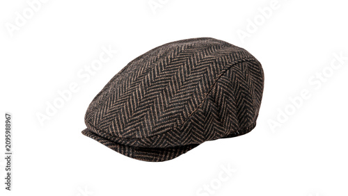 Cuadro en lienzo Classic gray wool flat cap or newsboy hat isolated on transparent background