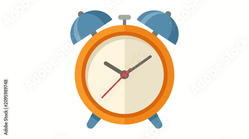 Photos Alarm clock with an orange face and blue bells stands as a classic symbol of time management and punctuality in daily life routines