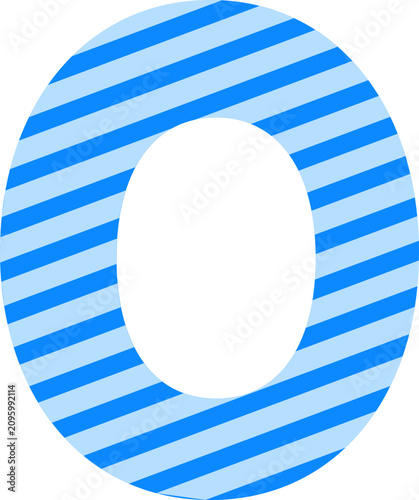 Vászonkép Minimalist 2D flat vector illustration of number zero with blue diagonal stripe