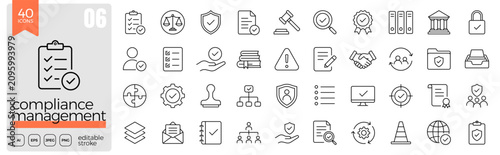Φωτογραφία Compliance management line icon set