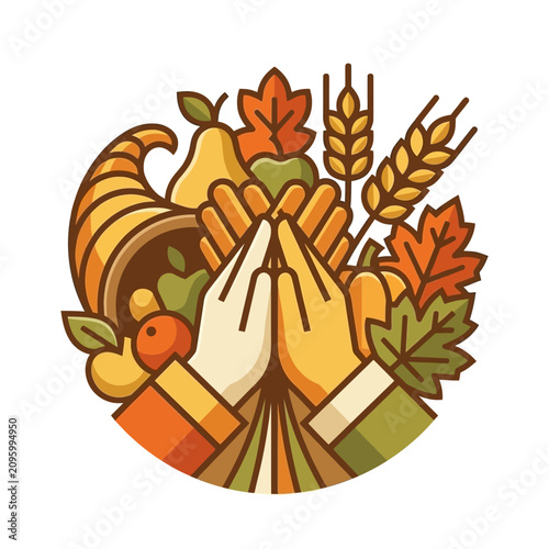 Photos Grateful hands surrounded by abundant autumn harvest elements