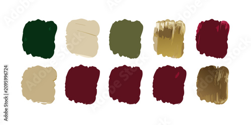Collection of Artistic Paint Brushstroke Color Swatches on White