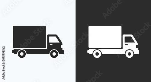 Delivery truck freight transport icon: Solid vector icons - Clipart, sticker - icon set - Editable modern style icon
