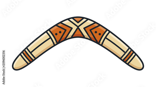 Foto Traditional Aboriginal Boomerang with Tribal Design.