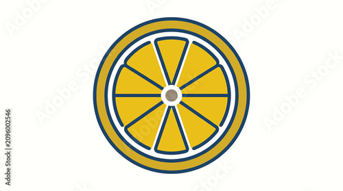 Принти на полотні Bright yellow citrus fruit slice illustration.