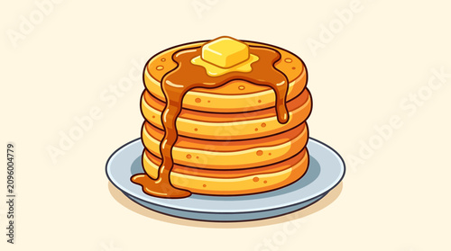 Slika na platnu Stack of pancakes with syrup and butter.