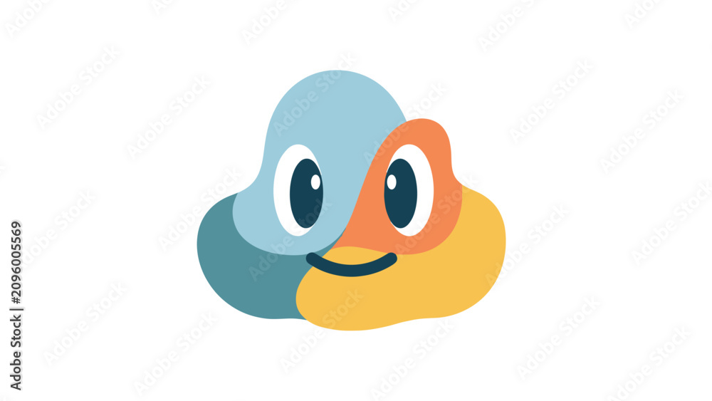 Fototapeta premium Playful Whimsical Cloud Character Illustration, Modern Graphic Design, Digital Artwork, Vibrant Colors, Creative Environment