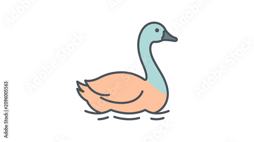 Foto Illustrated Duck Swimming in Water.