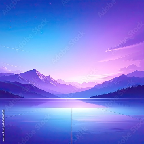 Serene Mountain Lake Reflecting Vibrant Sunset Sky.