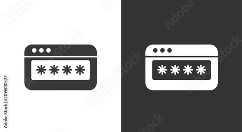 Website password protection vector set: Glyph and solid icon set - Icon vector - Editable line icons. Vector illustration