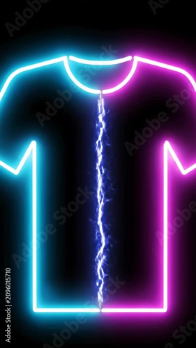 Neon pink and blue glowing t-shirt outline.