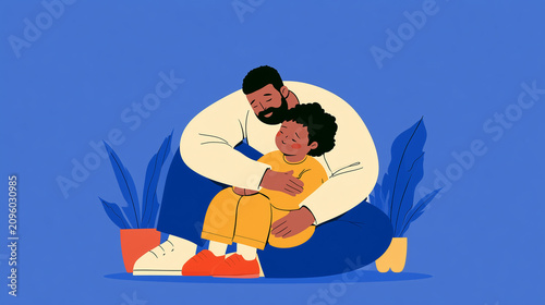 Father Comforting Child At Home Illustration