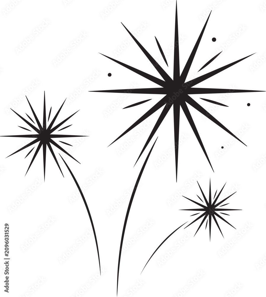 Fototapeta premium Versatile black and white firework explosions designed for various graphic projects needing a celebratory touch