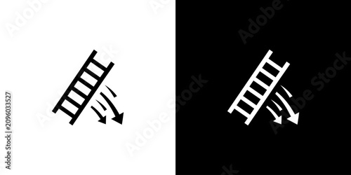 Quadro su tela Ladder Falling Down Icon Symbolizing Decline Crisis and Setback