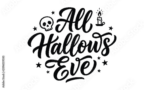 Bild auf Leinwand All hallows eve halloween hand lettered typography