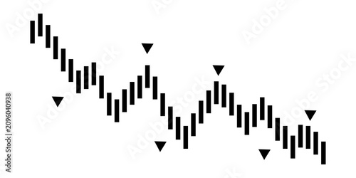 Foto Financial stock market candlestick chart showing bearish downward trend and trad
