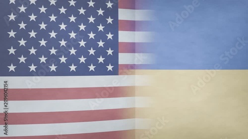 Seam sharpening, US-left and blue-yellow-right flags peeling, revealing red aerial highway with HUD