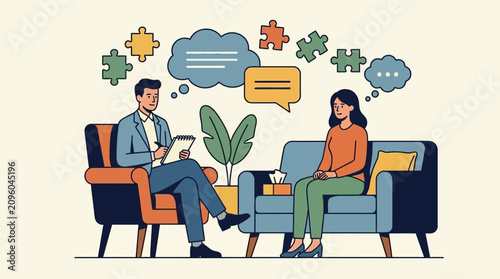 Εκτύπωση καμβά A therapist provides attentive counseling to a patient during a session