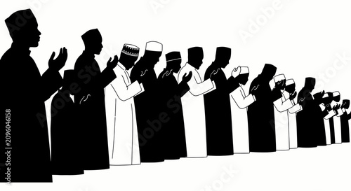 Fotografie Group of People Praying in Unison During Religious Ceremony.
