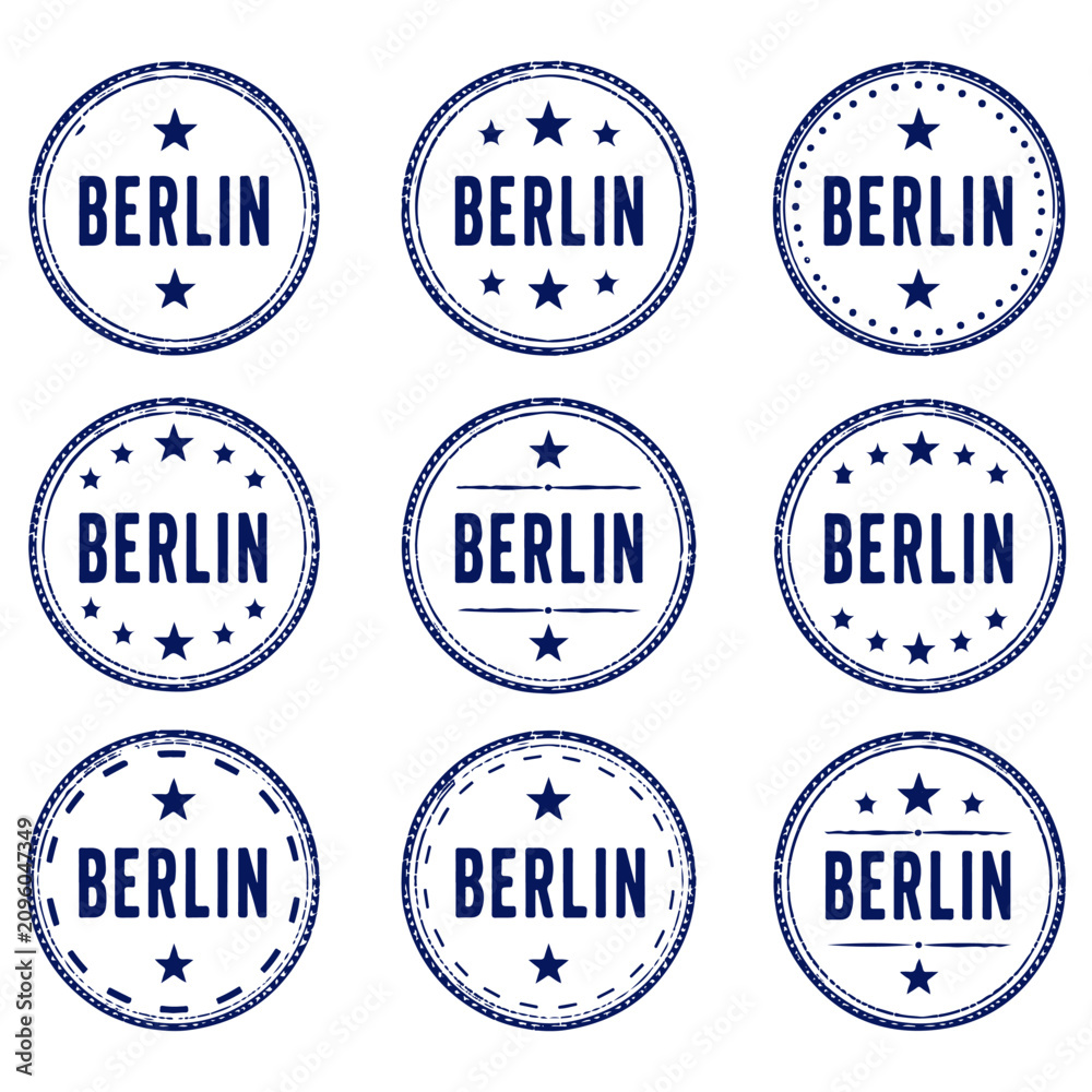 Obraz premium Berlin stamp set. Seal set with city name on a white background