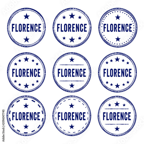 Tableau sur toile Florence stamp set. Seal set with city name on a white background
