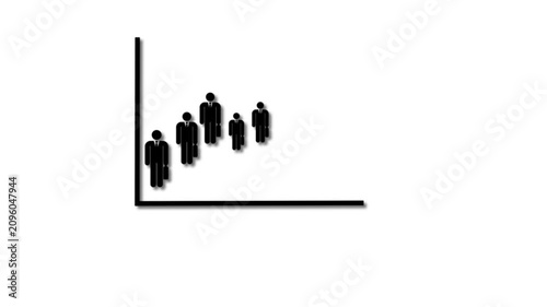 1 year child to 50 year man icon graph animation 4k video and black background .