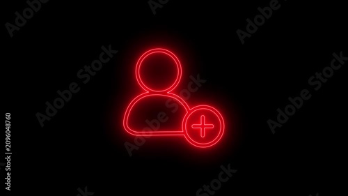 Add, avatar create icon animation on a black background.