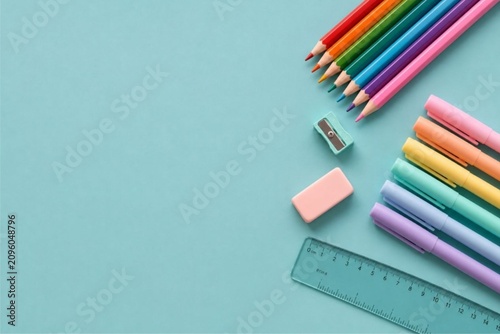 Иллюстрация без названия.   Colourful back to school background with copy space