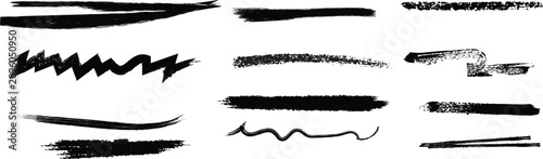 Fotografía Black brush stroke collection artistic textures and dynamic paint swashes
