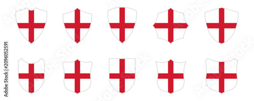 England Saint George's Cross shields set representing national identity and heraldry