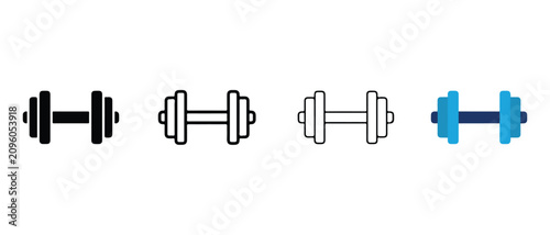 dumbbell icons for fitness and workout concepts  various line art and colored dumbbells for exercise and gym related designs