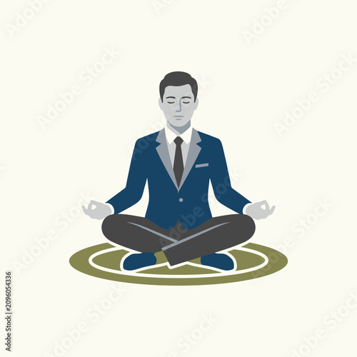 Fotografía Businessman in a suit meditating in lotus position for corporate stress relief