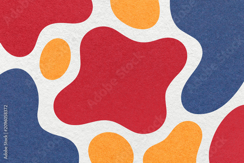 Tableau sur toile Abstract red, blue, orange paper texture background with amorphous fluid blob sh