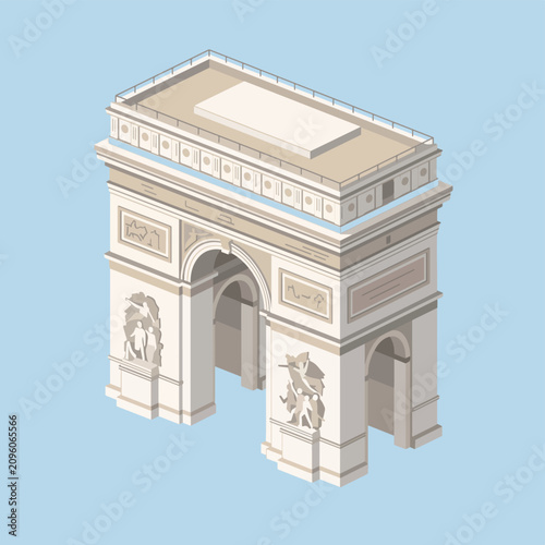 Arc de Triomphe monument. Isometric vector illustration of the Paris landmark.