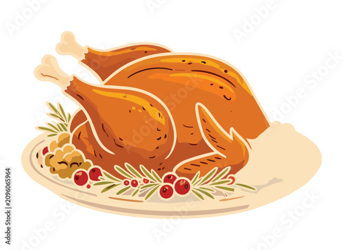 Tableau sur toile Roasted turkey dinner on a platter