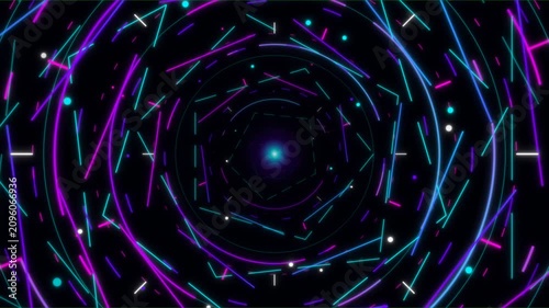 Neon circle tunnel motion background abstract graphic resource