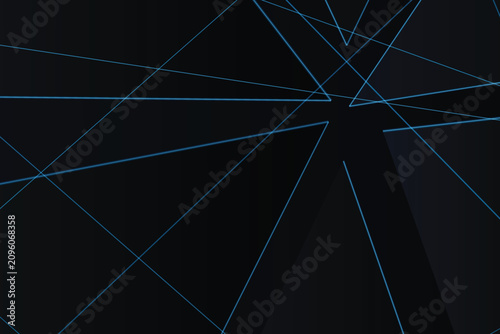 Foto Geometric angular lines on dark gradient background, blue